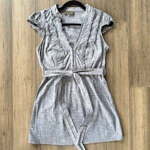 Anthropologie Fei Women's Blue Chambray Tunic Mini Dress Size Small